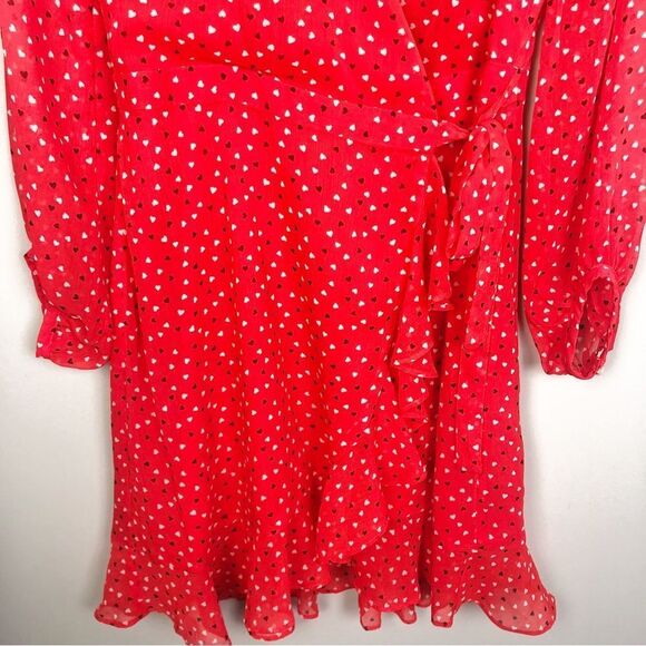 BANANA REPUBLIC | NEW Heart Print Red Wrap Style Mini Dress Women’s Size 2 - Picture 6 of 13